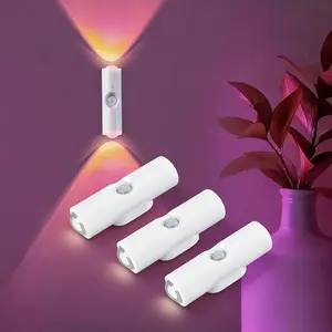 3-4Pcs RGB LED Smart Night Light Set Pack, Motion-Sensing Wall Lights with Dimmable Gradient Glow, USB Charge Rechargeable Magnetic Indoor Lighting, Wireless Step Lamp for Entryway, Bedroom, Led Lights