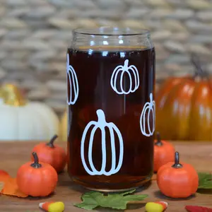 White Pumpkin Glass Cup 16 oz