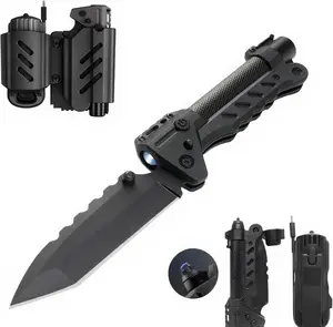 Kaito Voyager Survivor 3” Survival Knife with Crank Dynamo Arc Ignition Fire Starter Waterproof Handle Multi-Tool Design for Camping Emergency Self-Defense