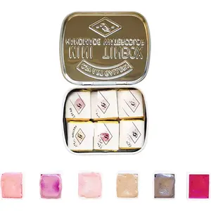 Handmade Metallic Watercolor Paints Set Of Half Pans Shimmering Metal Glitter Colors Professional Water Color Painting  Travel Watercolor Set for ists(Pink Peach)