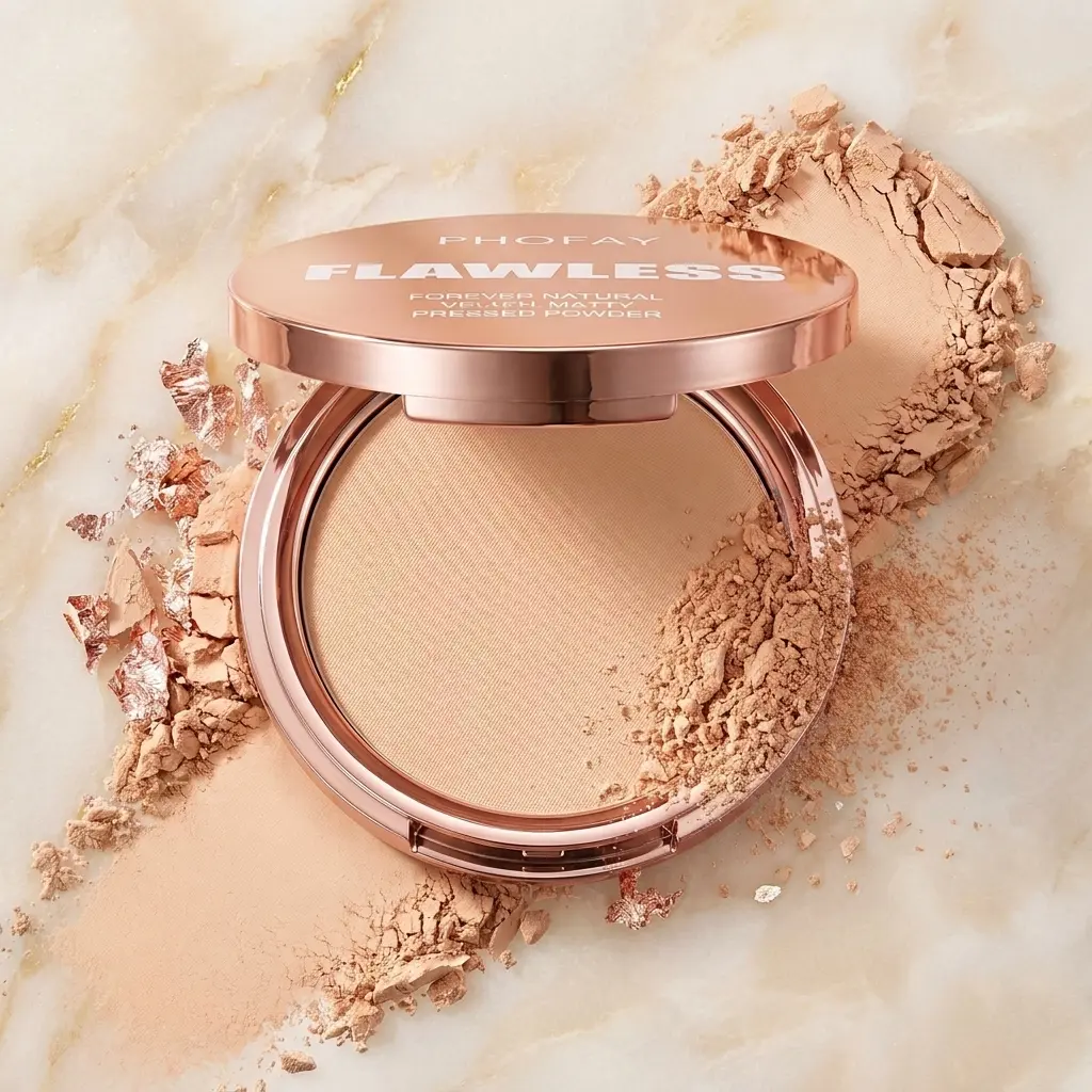 PHOFAY Vegan & Cruelty-Free Airbrush Soft Focus Matte Pressed Setting Powder - Oil-Absorbing, Pore-Blurring, Silky Lightweight Compact Cosmetic for All Skin Types, Daily Flawless Foundation & Concealer