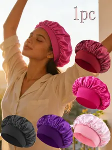 1PC Women's Wide Brim High Elastic Headband Sleep Cap, Soft Breathable Silk Hair Care Hat for All Seasons, Anti-Slip Design for Hair Protection, Sleeping Cap