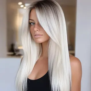 [Elegant Blonde Wig] Ultra-Lightweight Elegant Light Blonde A-Line Wig with Bangs - Long Straight Synthetic Hair, Breathable for All-Day Comfort - Perfect for Festivals, Parties & Gifts, Festival Hairpiece