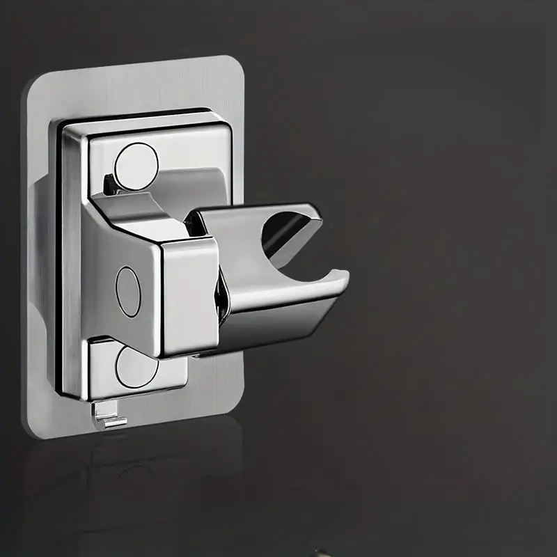 1pc No-Drill Adjustable Shower Head Holder, 360° Swivel Wall Mount Bracket, Shower Base, Suitable for Handheld Shower, Durable ABS Plastic, Easy Installation