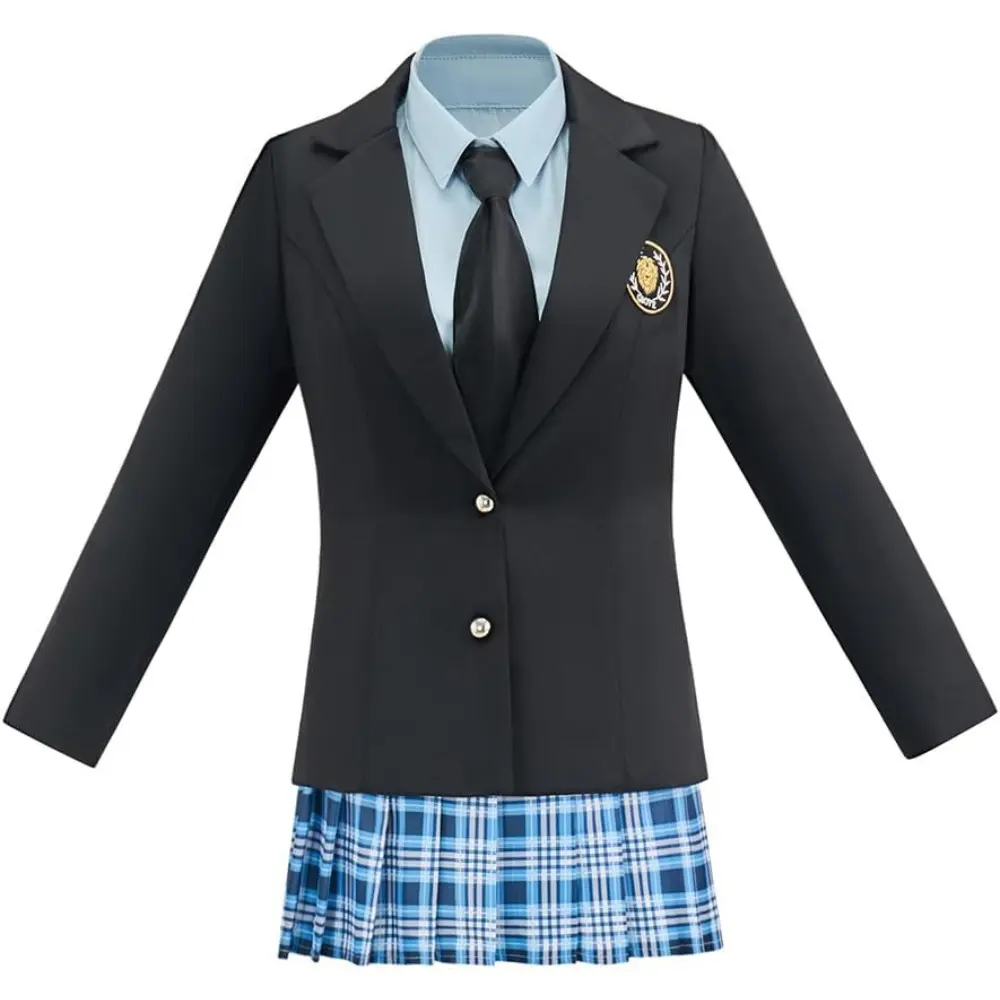 Women's 3-Piece Skirt Set with Tailored Blazer, Button Down Shirt & Pleated Skirt, Preppy Polyester Uniform for Party, Woven, Everyday Wear