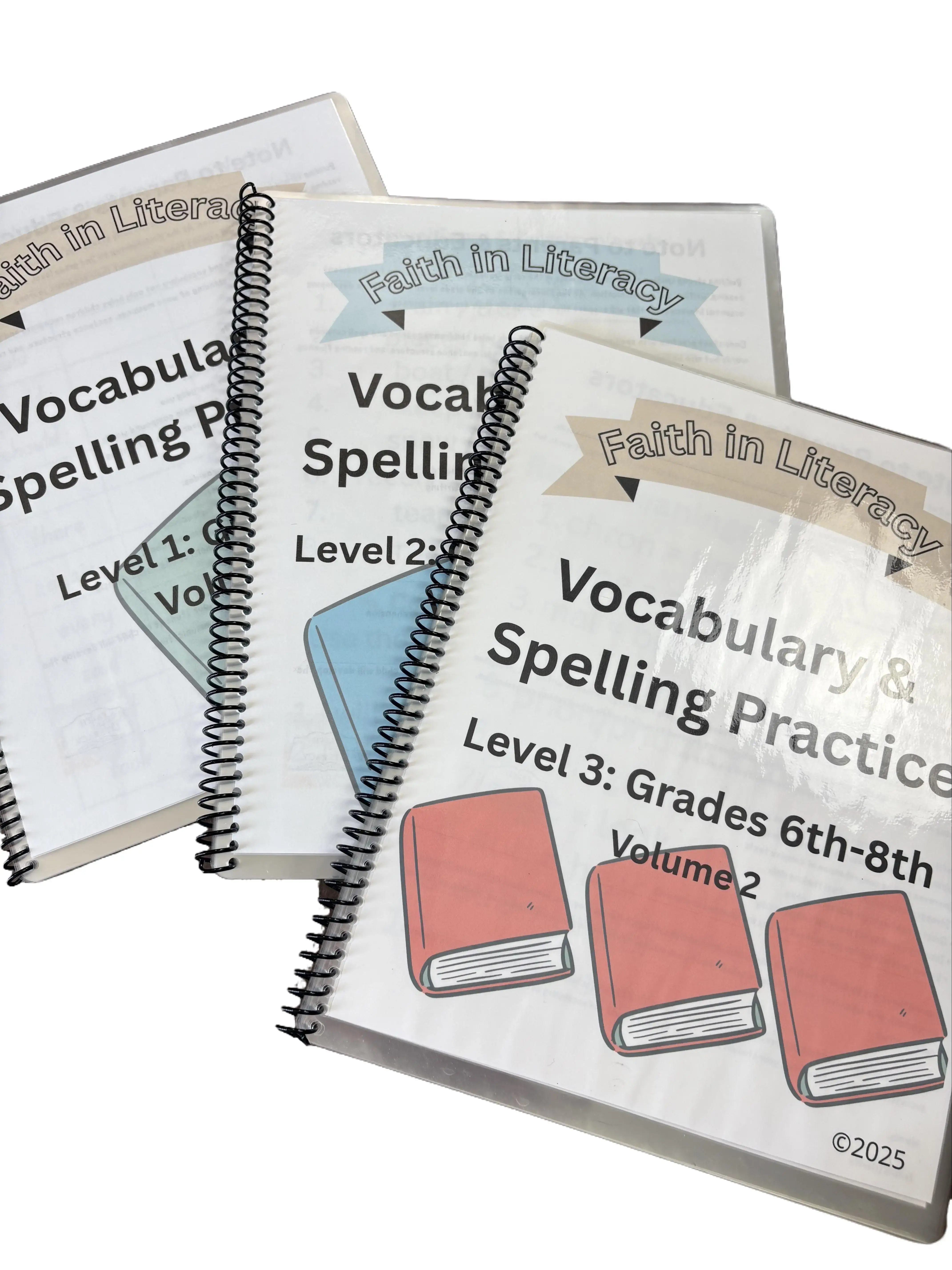Vocabulary & Spelling Practice  Skills Book for Grades K-2, 3rd-5th, & 6th-8th VOLUME 2, Learning Materials
