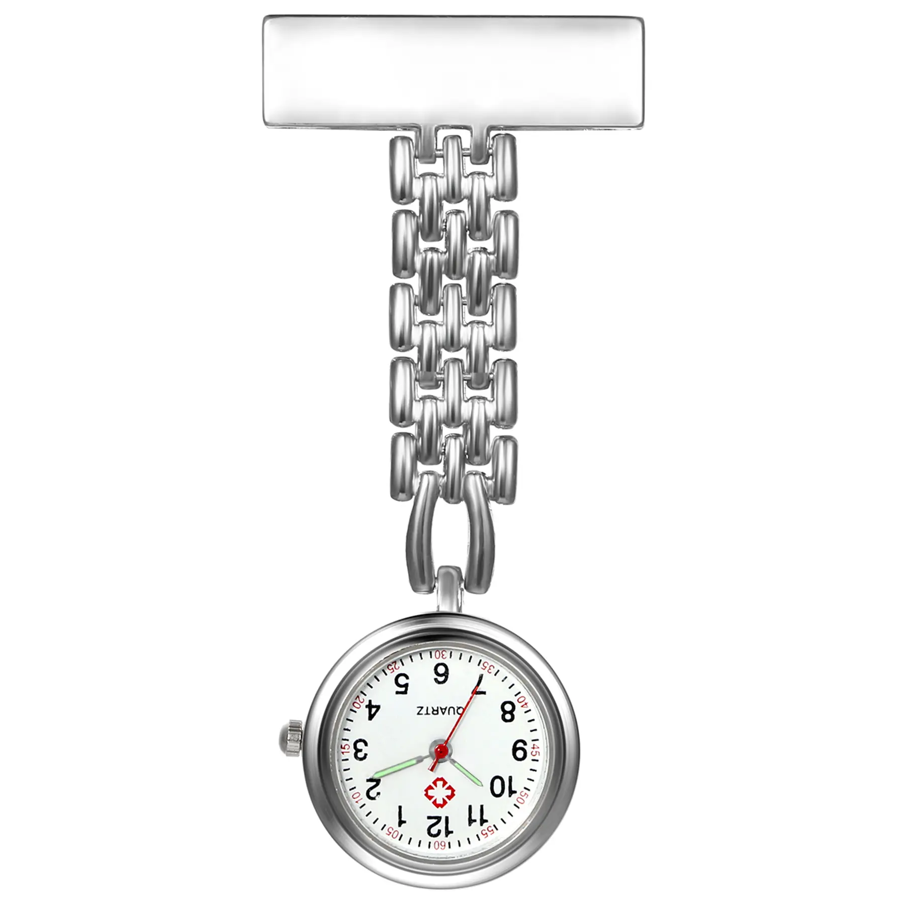 OIDEA Women's Minimalism Pocket & Fob Watch, Silver-Tone Mesh Band Brooch, Round Dial with Luminescent Hands & Arabic Numerals, Splashproof, Nurses Week Personalized Gift, onesize, Minimalism Pocket & Fob Watches