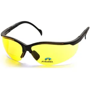 Pyramex V2 Reader Bifocal Safety Glasses with Black Frame and Amber Lens