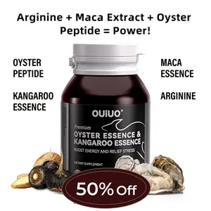 OUlUO-7-in-1 Nitric Oxide Amino Acid Booster - L-Arginine + Maca Extract + Oyster Peptides + Kangaroo Extract + Niacin + Zinc Selenium - 60 Capsules Promotes Blood Circulation, Boosts Energy & Endurance | Natural Health Dietary Supplement for Fitness