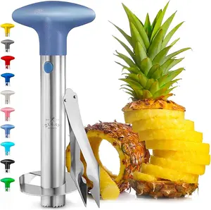 Zulay Kitchen Stainless Steel Pineapple Corer & Slicer + Eye Removal Tool – Heavy Duty Pineapple Cutter with Reinforced Blade – Effortless Pineapple Core Remover & Slicer - Bright Green