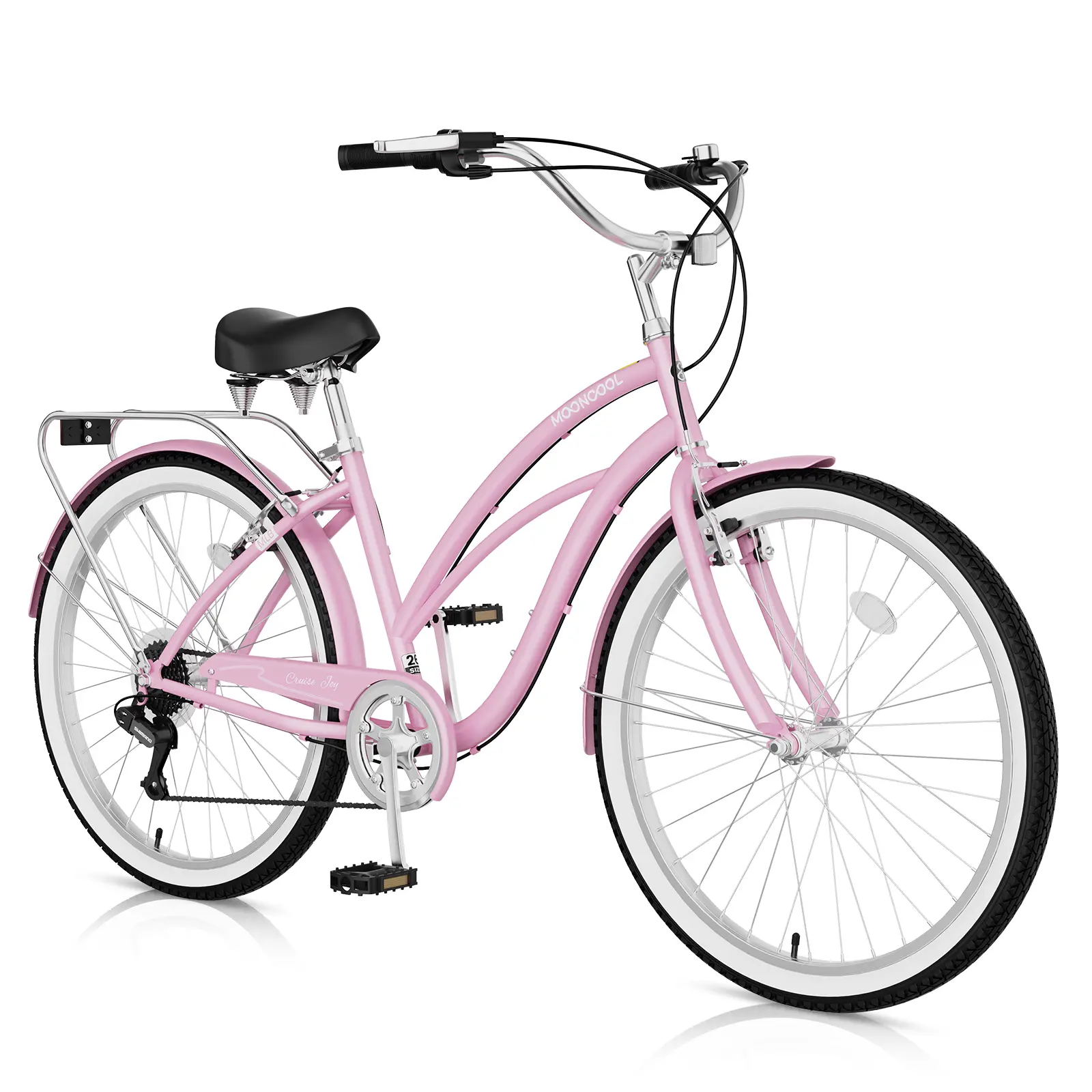 Beach Cruiser Bike for Women Men, 24 26 inch Womens Bike, 7-Speed Comfort Cruiser Bicycle Step Through for City Commuter, Retro Bicycle for Seniors Ladies Adults