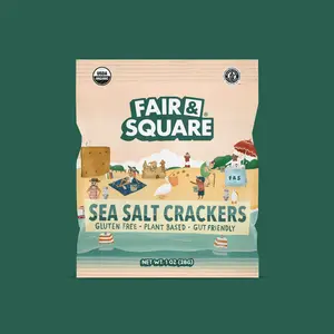 Fair & Square - Sea Salt Crackers Snack Packs 1oz (Packs of 6) - Gut Friendly - Gluten Free - Vegan - Organic - Dairy Free