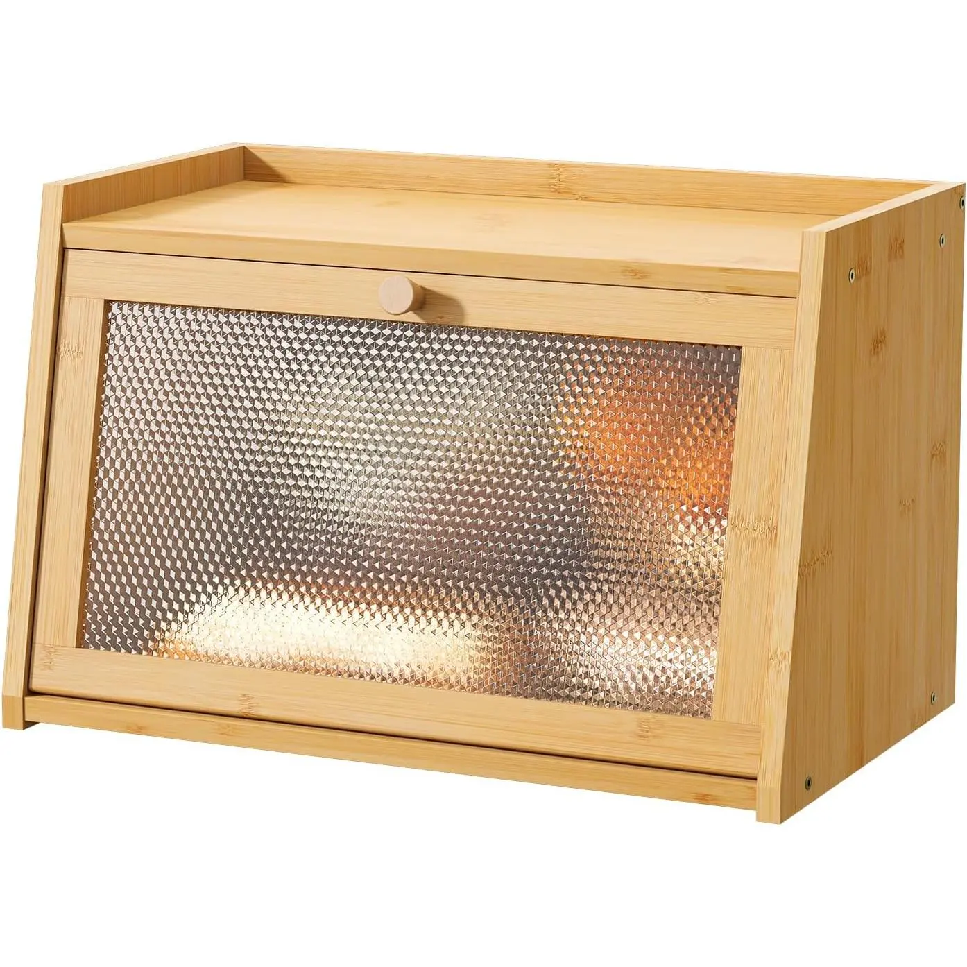 Large Farmhouse Bread Box with Window -  Wood Bread Storage Container for Kitchen Countertop