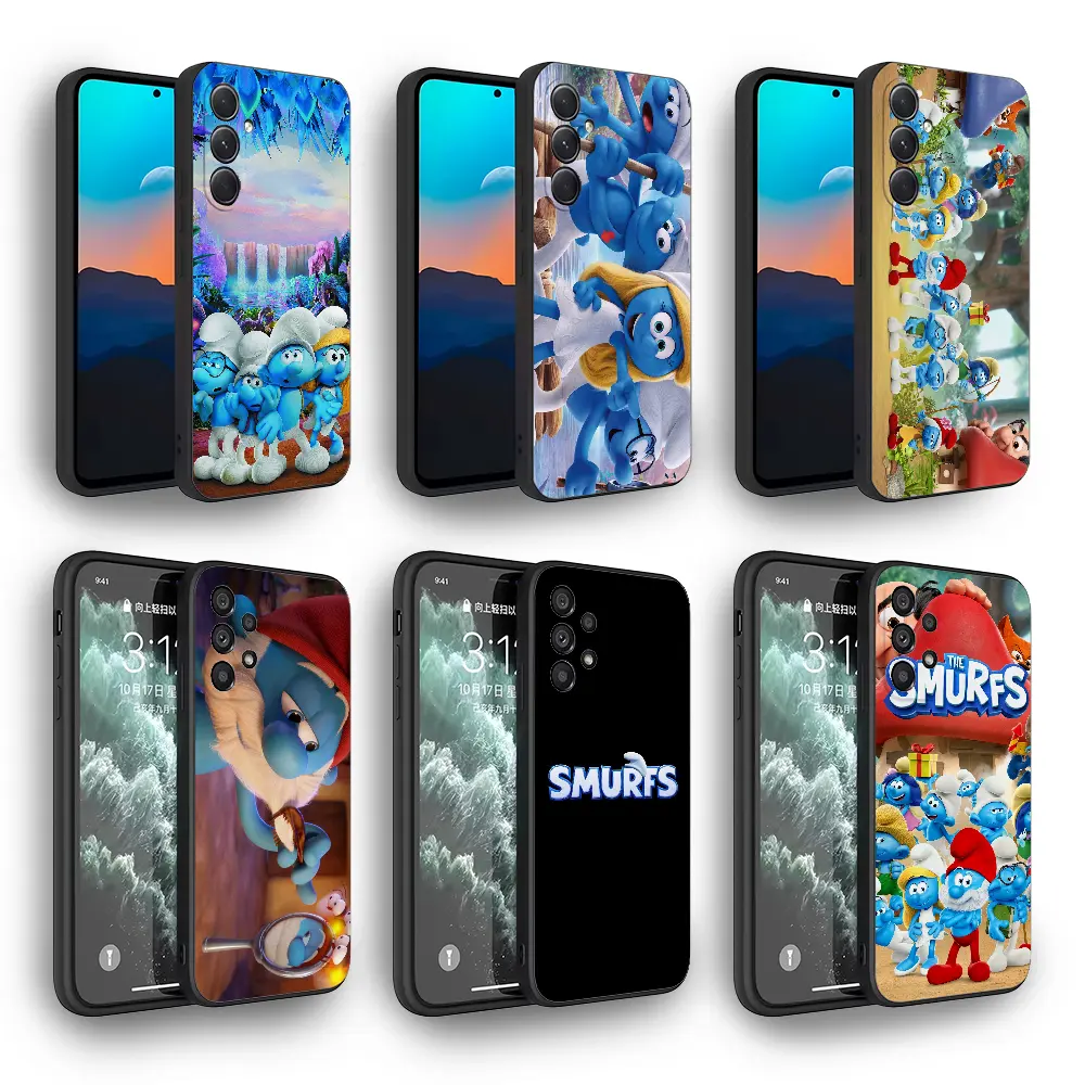 Funny And Cute S-Smurfs Anime Phone Case For iPhone 16 15 14 13 12 11Pro Max Plus Cover Phone Case
