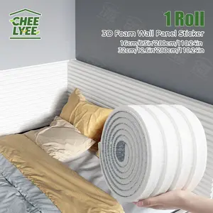 1Roll SXP Foam Wall Sticker, 3D Wall Panel, 11mm Thick, Self Adhesive Skirting Board, Wainscoting Suitable for all indoor spaces