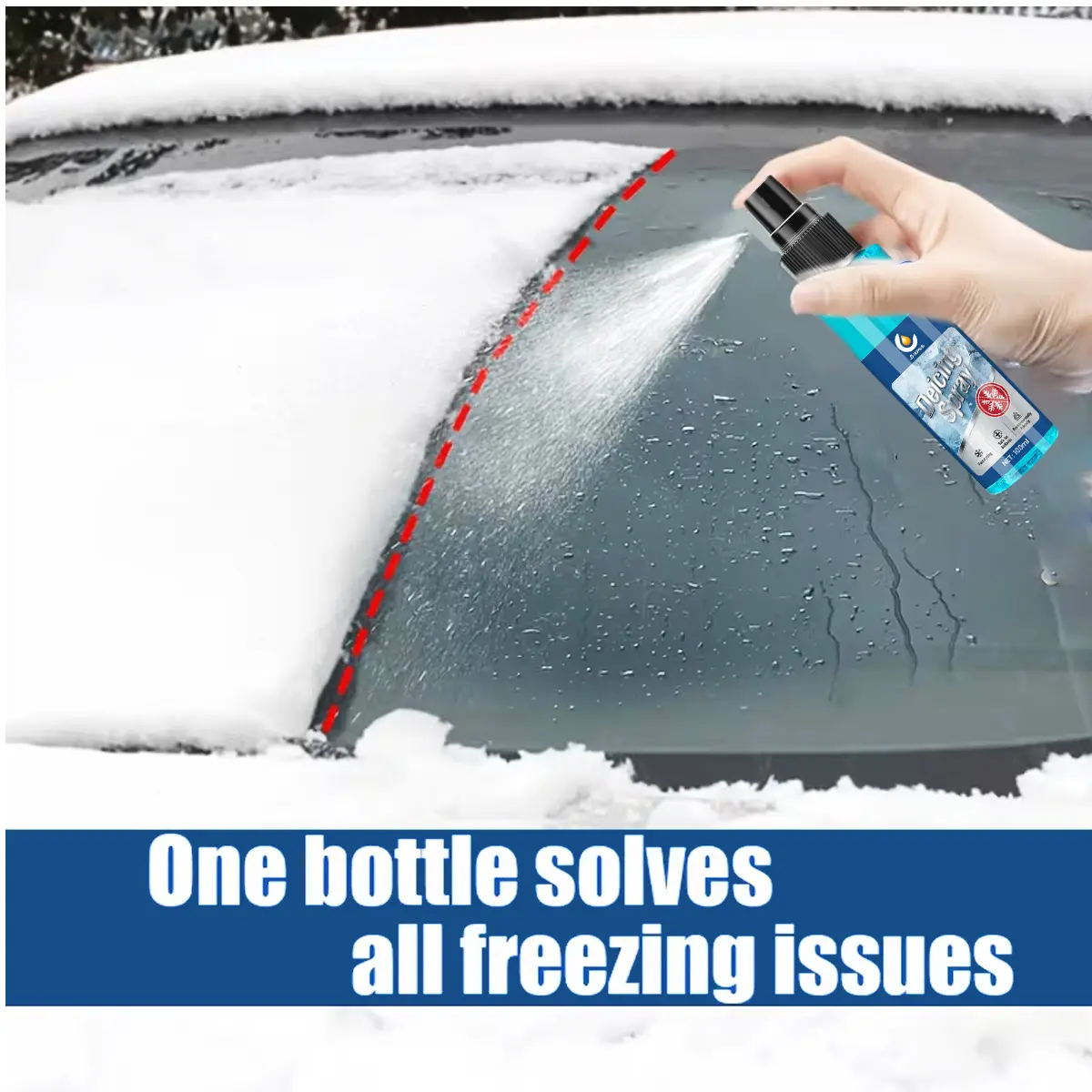 Effective Car Snow Melting and Ice Removal Agent, Windshield and Window De-Icer, Snow & Frost Remover for Winter Weather