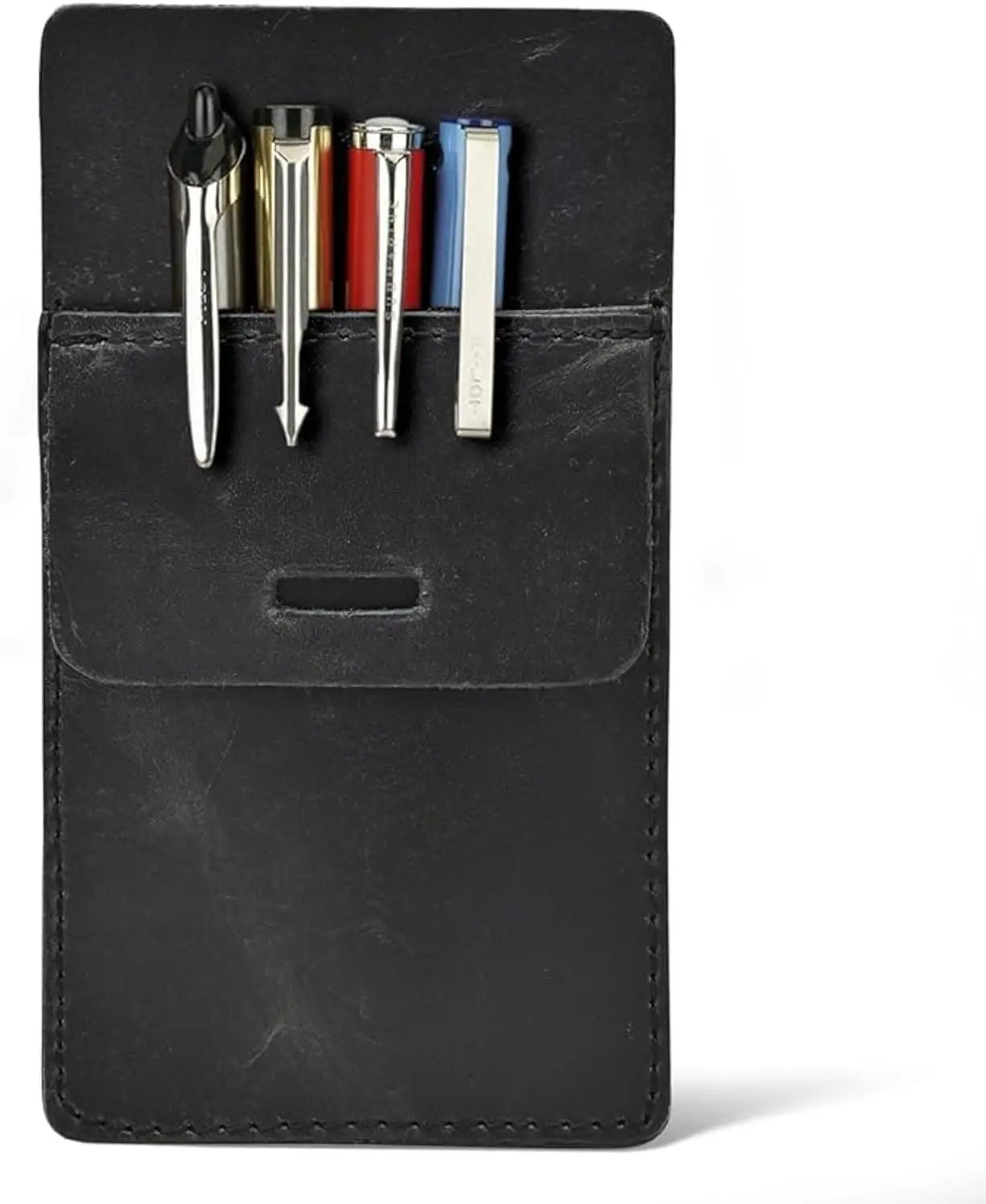 Pocket Protector for Men, Full Grain Leather Pen Protect Holder for Heavy Duty Shirts, Lab Coats, Holds Pens, Pointers, Cards, Hold 6 Pens, Pocket Protectors for Pens and Pencils