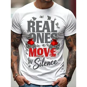 Real Ones in Silence T-Shirt |     Graphic Tee with Money Design, Inspiring Quote, Comfortable Fit for Men, Crew Neck Style, Extremely Soft, Breathable, Moisture-Wicking, Casual Summer Shirt, Essential Fashion Tee