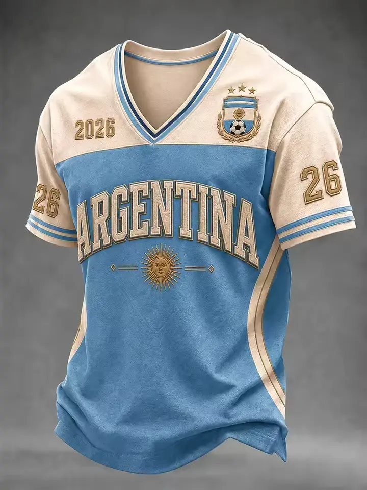 2026 Argentina 3D Print Football Jersey, Quick Dry Breathable T-Shirt, Casual Daily Training Tops for Men Women