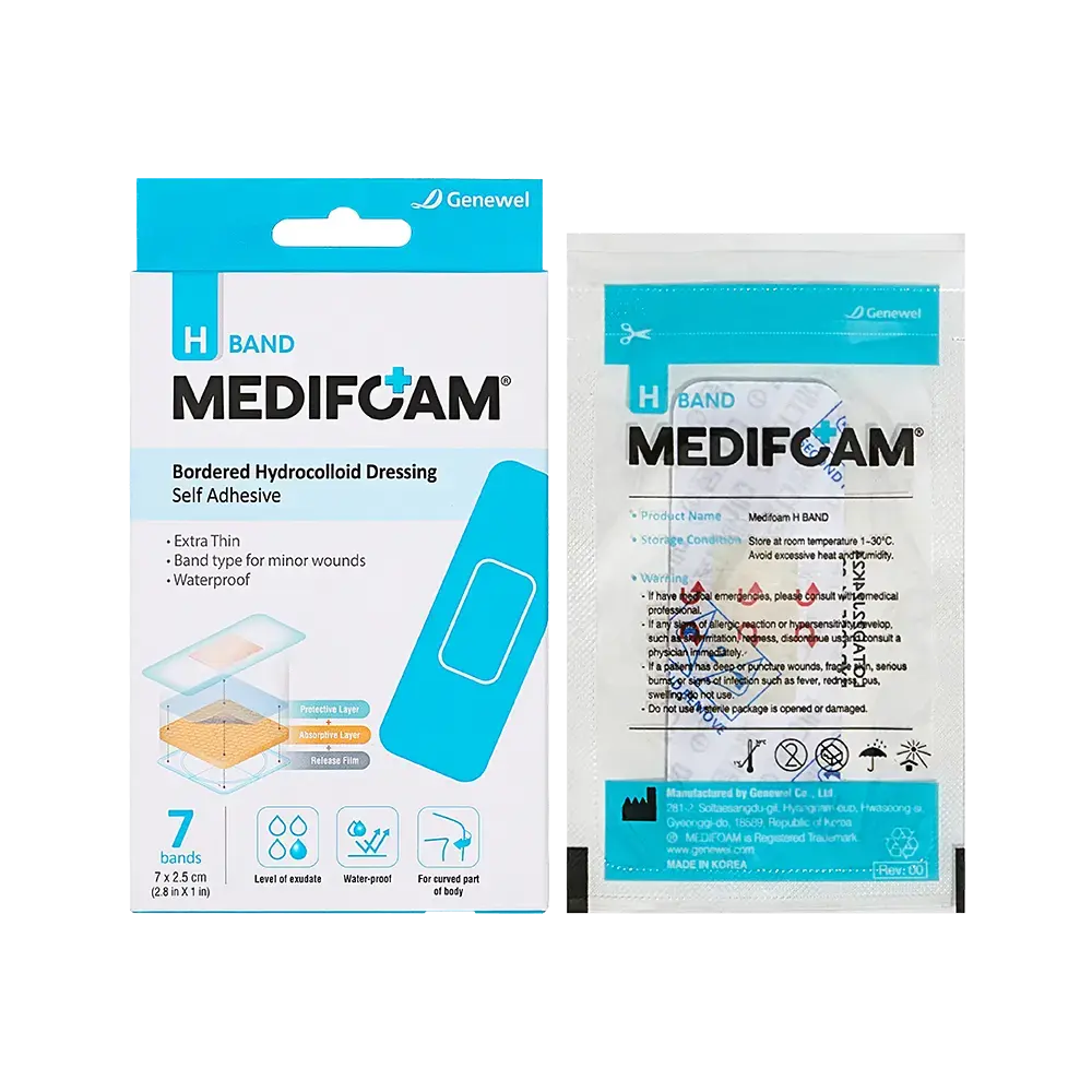 Medifoam Self-Adhesive Hydrocolloid Bandage Pads – Ultra-Thin Waterproof Healing Patches 9 Sheets (1.2" × 2.4")