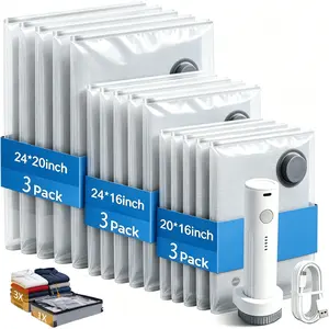 [2026 Upgraded] X8 Cordless Travel Vacuum Bag Set Vacuum Bags for Travel with Rechargeable air Pump, 15 Pack Carry-on Size Compression Packing Bags for Luggage and Suitcase memorial day deals