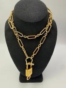 Pre-owned Louis Vuitton Metal Lock and Key Lock & Key Pendant On Unbranded Necklace Random Number..