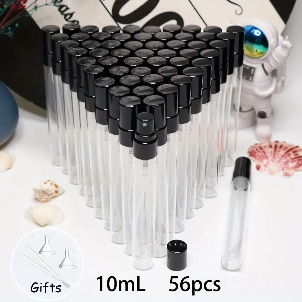 Portable Glass Cosmetic Perfume Bottles Set, 2ML/3ML Mini Travel Size, 5ML Aluminum Spray Bottle, 10ML Electroplated Nozzle, Gold & Silver Color