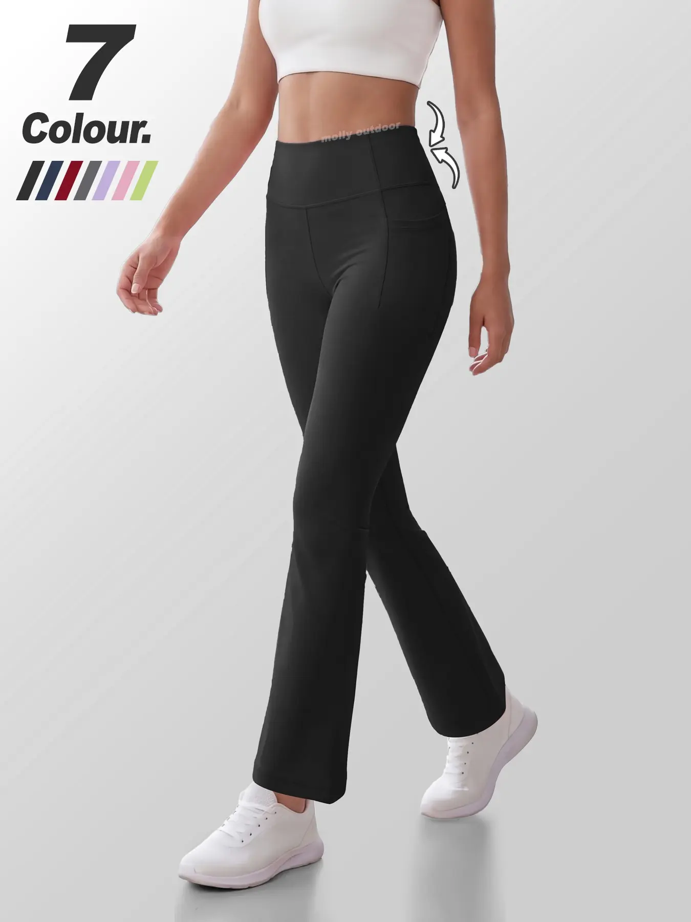 Molly outdoor Viral High Performance FWH Sculpt Version Retro Urban Women Workout Set, High Waist Flared Pants With Hidden Side Pockets, Waist Shaping Hip Lifting, Non-slip Wide Waistband, Buttery Soft Stretch Quick Dry Fabric, 2 In 1 Casual Sports Outfit