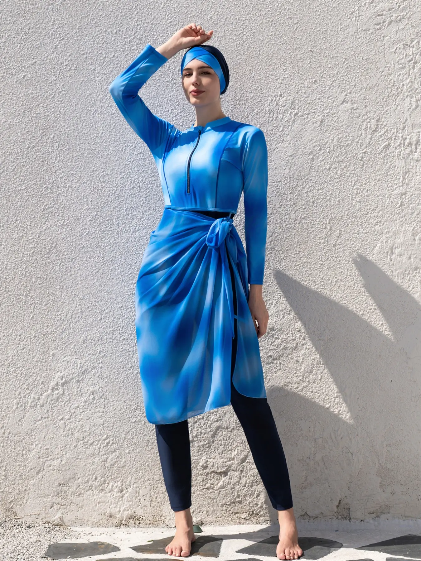 Muslim Ramadan Long Sleeve Pants Set, Women's Conservative Middle East Bikini Full Coverage Swimwear, Summer Beach Vacation Style, Modest Fashion Swimsuit, Modest Swimsuit, Full Coverage Swimsuits, Modest Swimming Wear