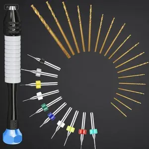 Precision Mini Drill Set with Handheld Vise |   Versatile Crafting Tool for Resin Beads & Polymer Clay |   DIY Jewelry Making Kit |   Durable PCB Drill Bits |   Manual Control for Detailed Projects wire stripper