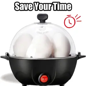 6-in-1 Electric Egg Cooker - Make Perfect Hard Boiled, Poached & Scrambled Eggs Fast! Auto Shut Off, BPA-Free (Black)