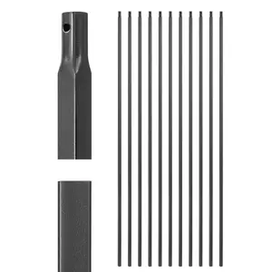 VEVOR Deck Balusters 11 Pack, 44 Inch Durable Carbon Steel Stair Balusters, 0.5 Inch Indoor Square Metal Spindle Railing, Corrosion-Proof Hollow Deck Railing with Pre-Drilled Holes, Matte Black