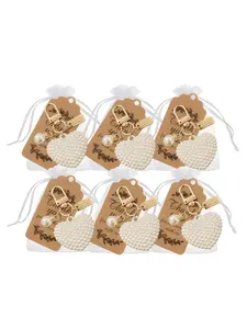 1/6 Pack Faux Pearl Heart Keychain Accessories,Imitation Pearl Heart Keyring,6 Keychains+6 Cards+6 Mesh Gauze Bags,Beaded Heart Shaped Pendant Charms forBags Car Key Ornaments Hanging-Birthday/Wedding Favors,Valentine's Day,Party Gift Earphone Case Decor