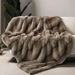 Luxury Faux Fur Blanket High Pile Bed  Faux Fox Fur Blankets For Beds Plaid on The Sofa Cover Decoration Home Blankets And Throws