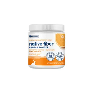NativePath Organic Baobab Prebiotic Fiber Powder - Digestive Health Supplement - Natural Orange Flavor, 30 Servings