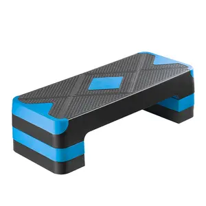 Aerobic Exercise Step Platform Height Adjustable Workout Stepper 4 Riser Blue