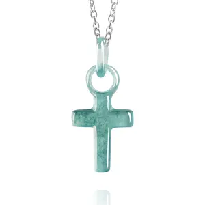 Natural Jade Blue Water Cross Jade Pendant Pendant for Men and Women Jade Pendant Jade