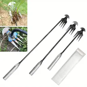 4-Teeth Manganese Steel Weed Puller Tool- Durable, Non-Stick Soil, Ideal for Weeding And Digging，Rooting Hoeing,Loosening Soil, Gardening Tools,Multi-Functional Weeding Shovel,Vegetable Planting