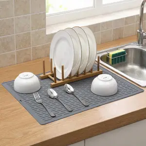 ersatile 3-Piece Silicone Dish Drying Mat Set – Multi-Size Non-Slip Kitchen Draining Pads – Heat Resistant, Dishwasher Safe Countertop Protector for Dishes & Utensils