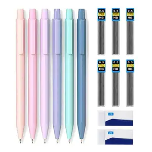 Mechanical Pencil Set, 6Counts Lightweight 0.5mm Tips Retractable Mechanical Drawing Pencils with Comfort Grip for Art & Writing Art Supplies