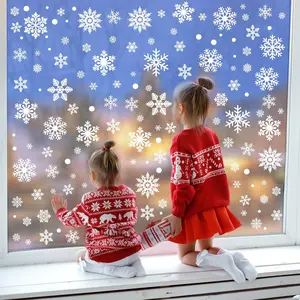 Christmas Indoor Decor Supplies - 6 Sheets Double Sided Snowflake Window Clings, Xmas Winter Holiday Stickers