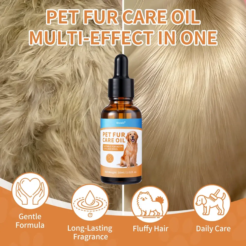 Natural Nourishing Pet Fur Care Oil Spray - Easy-to-Use Leave-In Conditioner with Nourishing Formula, Safe for All Breeds Dogs & Cats, Effortless Detangling, Reduces Shedding, Boosts Brilliant Silky Coat Shine, Detangling Hair