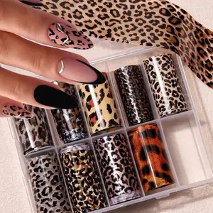 10PCS Leopard Nail Foil Transfer Set for Nail Art