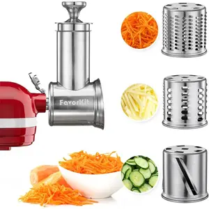 Slicer shredder attachment for kitchenaid mixers stainless steel cheese grater salad maker accessories with 3 cutting bladesdishwasher safe