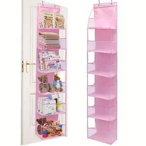 Multifunctional Door-Hanging Organizer Bag, 6-Grid Storage Pouch for Makeup, Clothes, Hats, Shoes & Towels, Stuffed Animal Storage, Room Organizer Storage Bag, Perfect for Christmas, Halloween & Thanksgiving