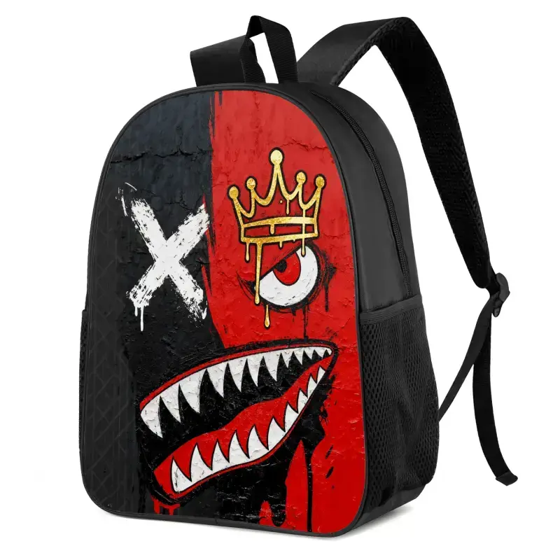 2D-Printed Teenager School Backpack, Spacious Multi-Compartment Stylish Functional Bag with Adjustable Shoulder Straps, Zipper Closure, Essential Back-to-School Item, Backpacks For SchoolBlack