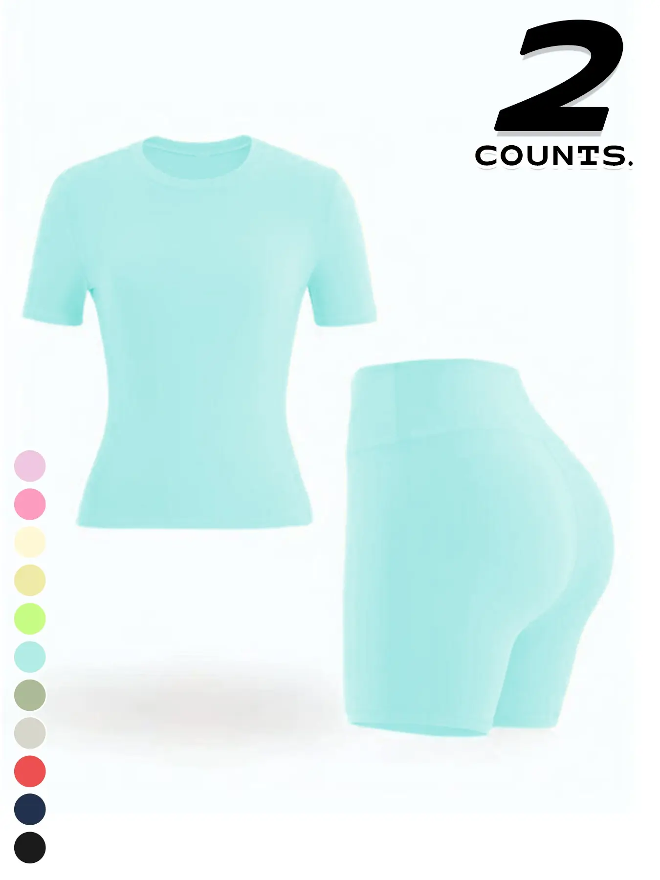 Women's Comfortable Breathable Outdoor Plain Short Sleeve Top & Shorts Sport Set, Multi-Color Options, Running Fitness Yoga Casual Wear, Casual Sportswear Set