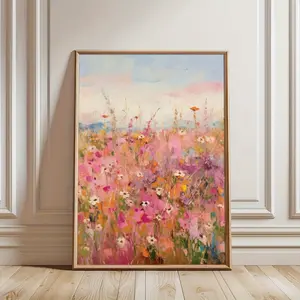 Wildflower Botanical Art Poster, Modern Contemporary Style, Aesthetic Colorful Flower Boho Canvas Painting Print, Floral Minimalist Wall Picture for Dorm, Apartment, Living Room, Bedroom, Home Decoration, Indoor Use,