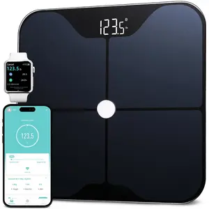 Smart Scale for Body Weight, Digital Bathroom Scale with ITO Coating, Accurate Body Fat BMI Scale with Bluetooth, Full Body Composition Analysis, Health Monitor for Weight Loss, 400lb Healthcare Black