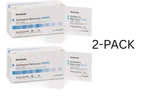 [2-Pack] McKesson Adhesive Remover Wipes, Sterile, Individual Packet, 50 Wipes - Great for Diabetics, and after Medical Procedures